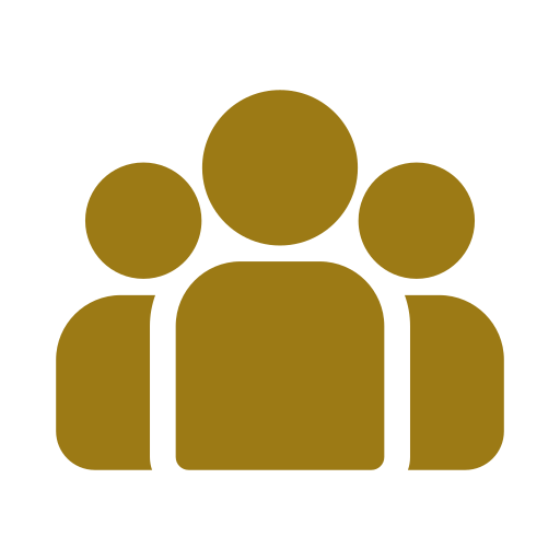 Icon of three gold-colored human figures representing a group or team.