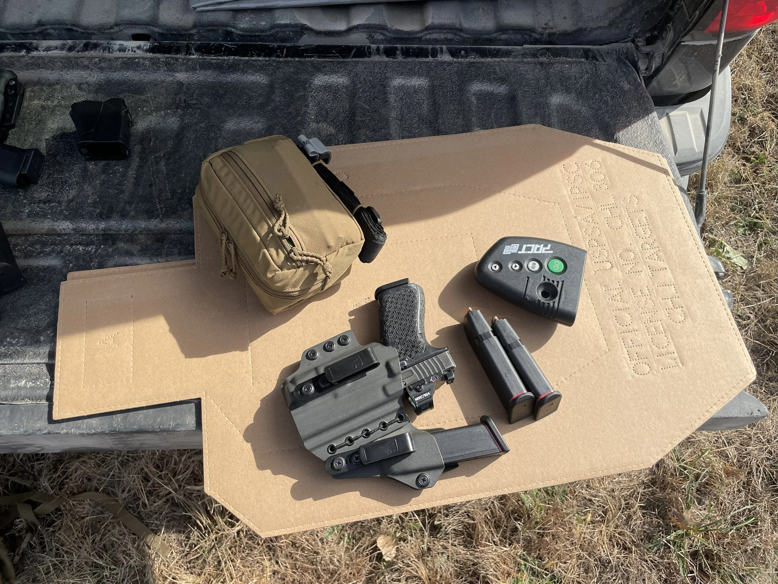 Tier 1 Concealed Holster, PACT Shot timer, Glock 19, Holosun 407 Red Dot