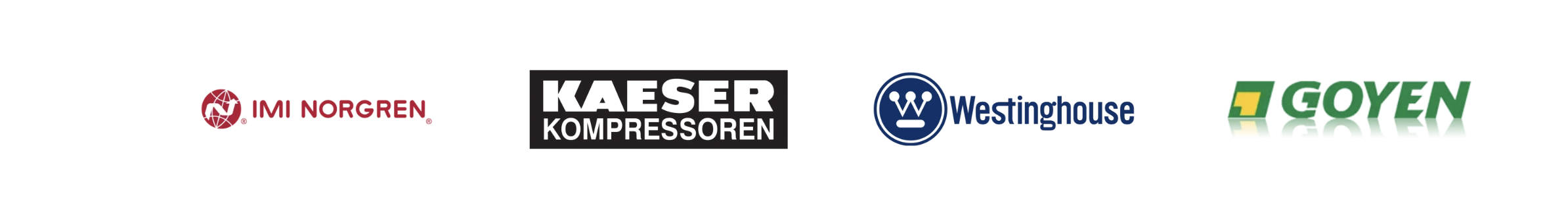 Logos of four companies: IMI Norgren, Kaeser Kompressoren, Westinghouse, and Goyen.