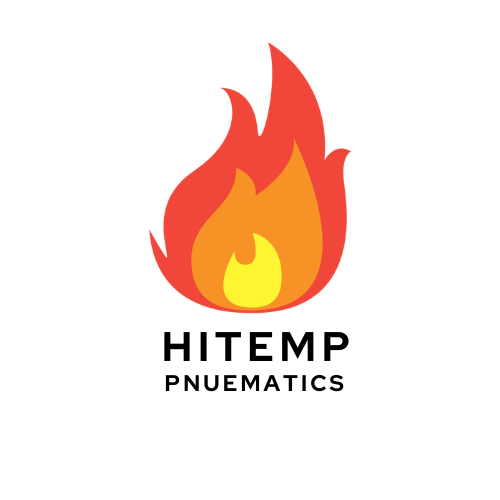 Logo of HiTemp Pneumatics featuring a stylized flame with red, orange, and yellow colors and the company name below.