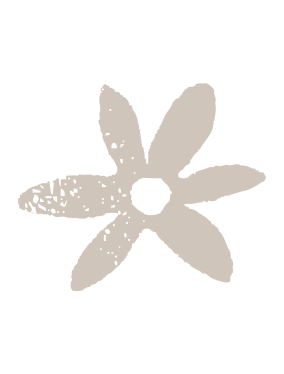 A simple, stylised illustration of a flower with six petals and a circular center.
