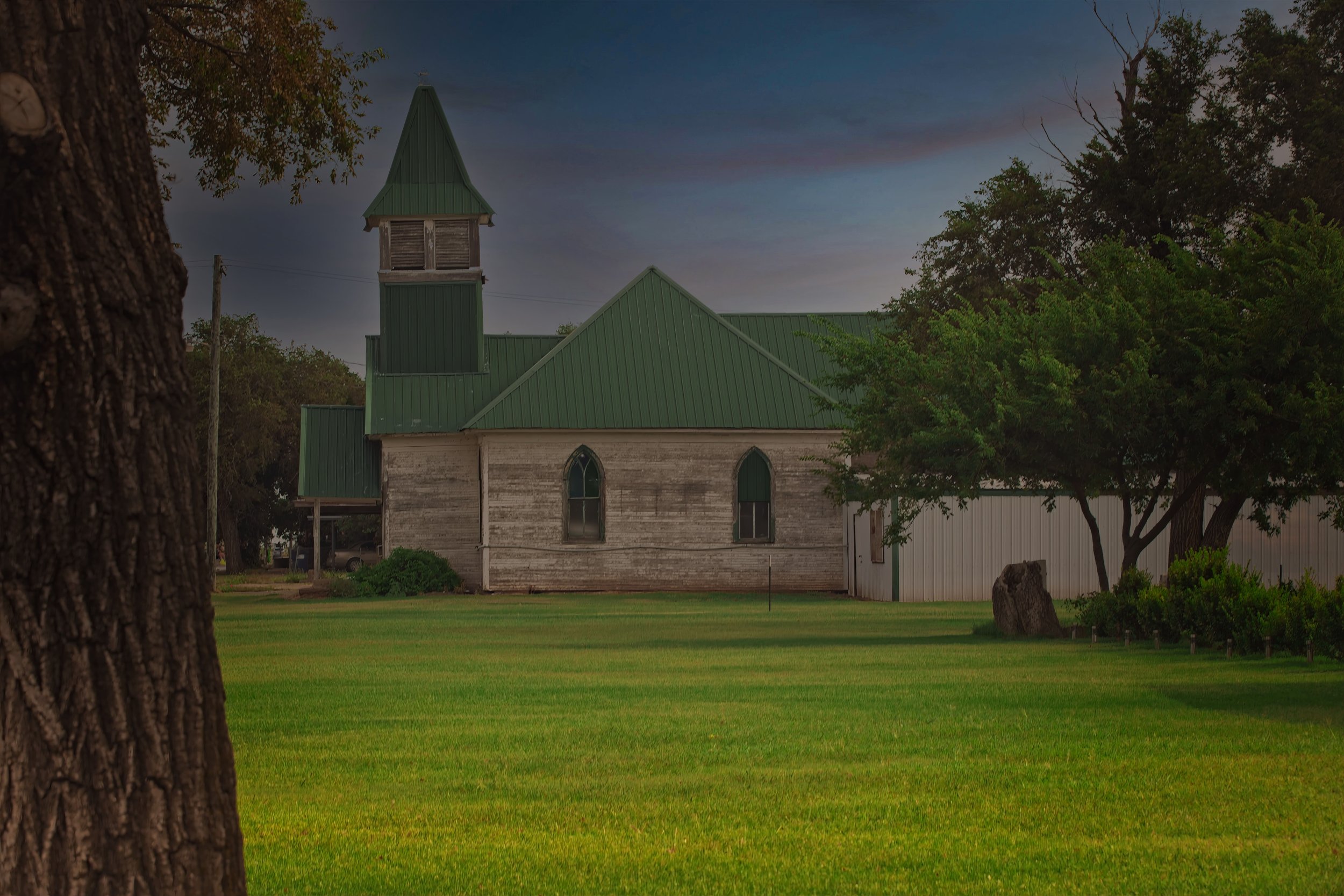 Dusk at Small Town Midwest Church