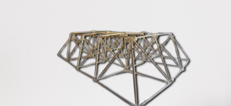 Wireframe pyramid grid 