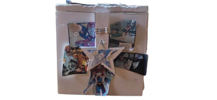 A positive negative cube with panels used by Marvel's Ultimates' issue #18 written by Deniz Camp and illustrated by Juan Frigeri.