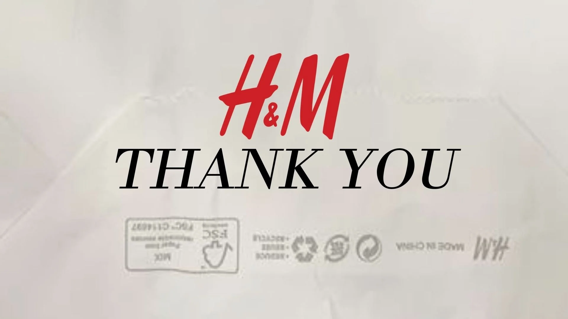 H&M thank you message on a white background.