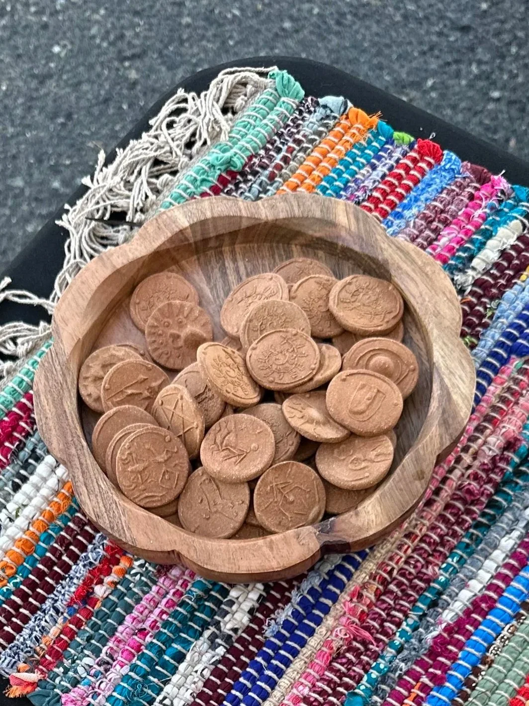 Clay Oracle Coin Set in Earthy Brown