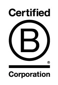 Certified B Corporation logo with a large 'B' inside a circle and the words 'Certified' above and 'Corporation' below.