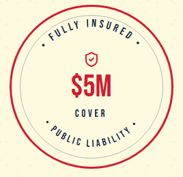 Graphic with text indicating $5 million coverage for fully insured public liability