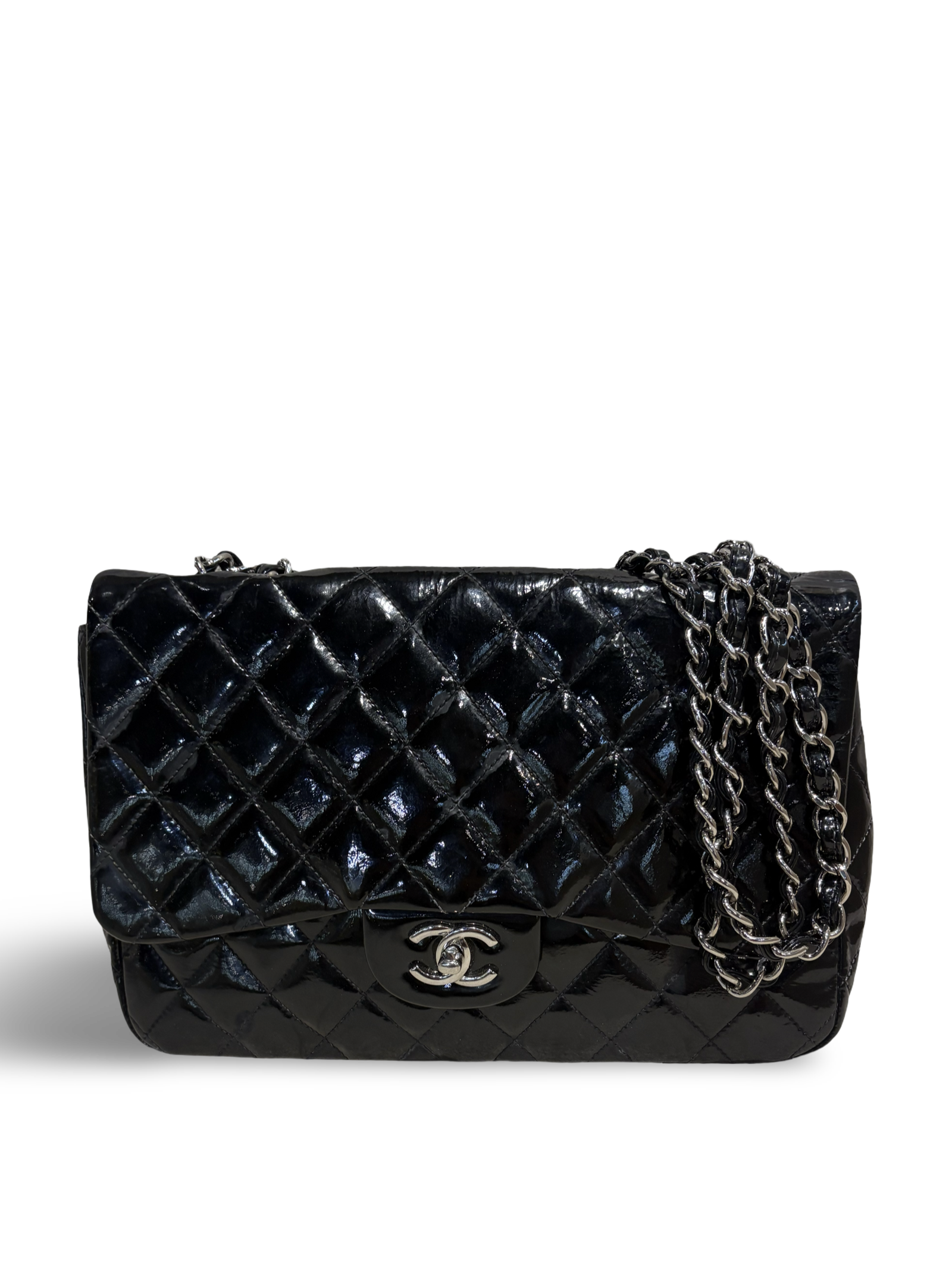 Chanel Jumbo CC Black Double Flap Quilted Shoulder Bag