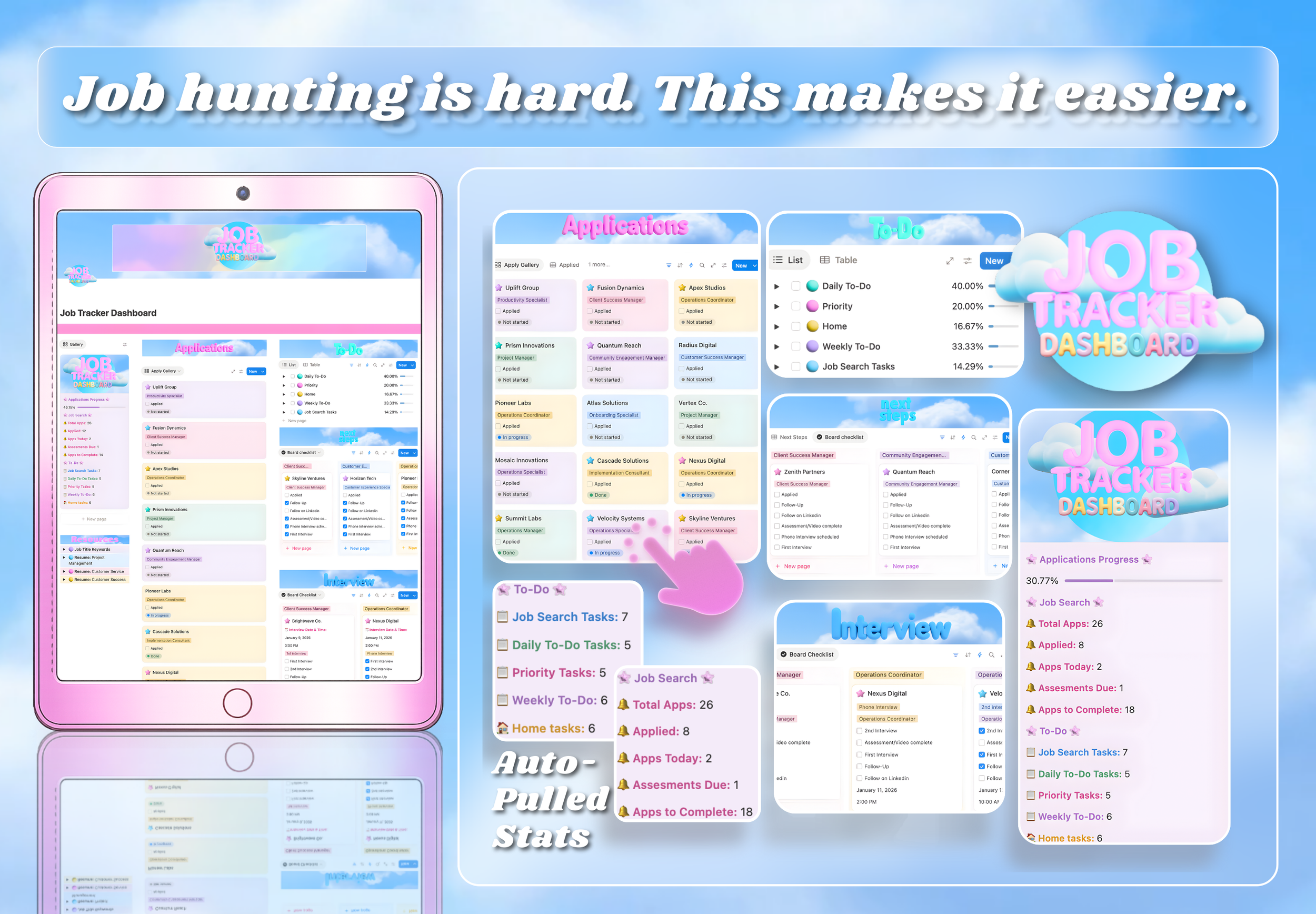 Job Tracker Dashboard — A Visual, All-In-One Notion System for Your Job Search