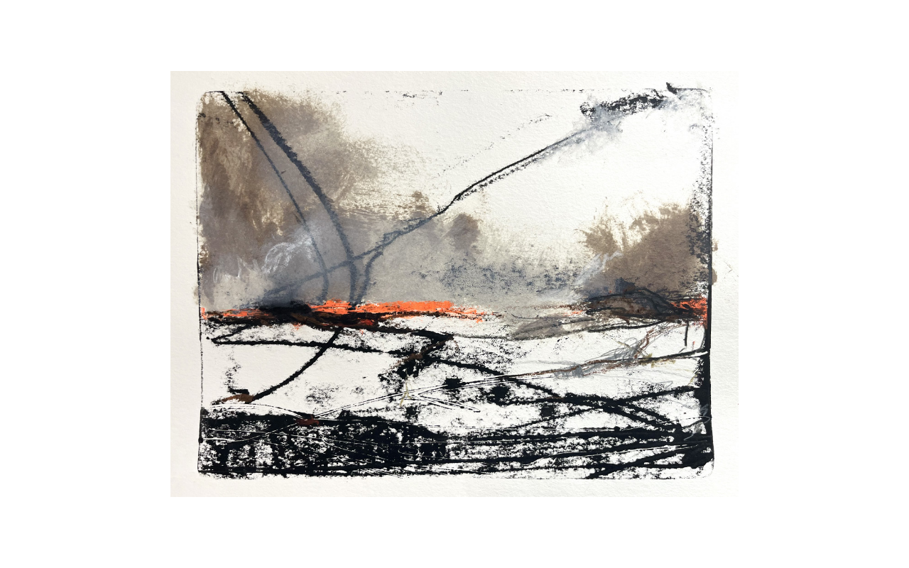 Nebraska III
/ 2025
/ 48 x 36 cm
/ Druckfarbe, Acryl- und Ölfarben, Bunt- und Bleistifte auf Bambuspapier
/ Printing ink, acrylic and oil paints, crayons and pencil on bamboo paper