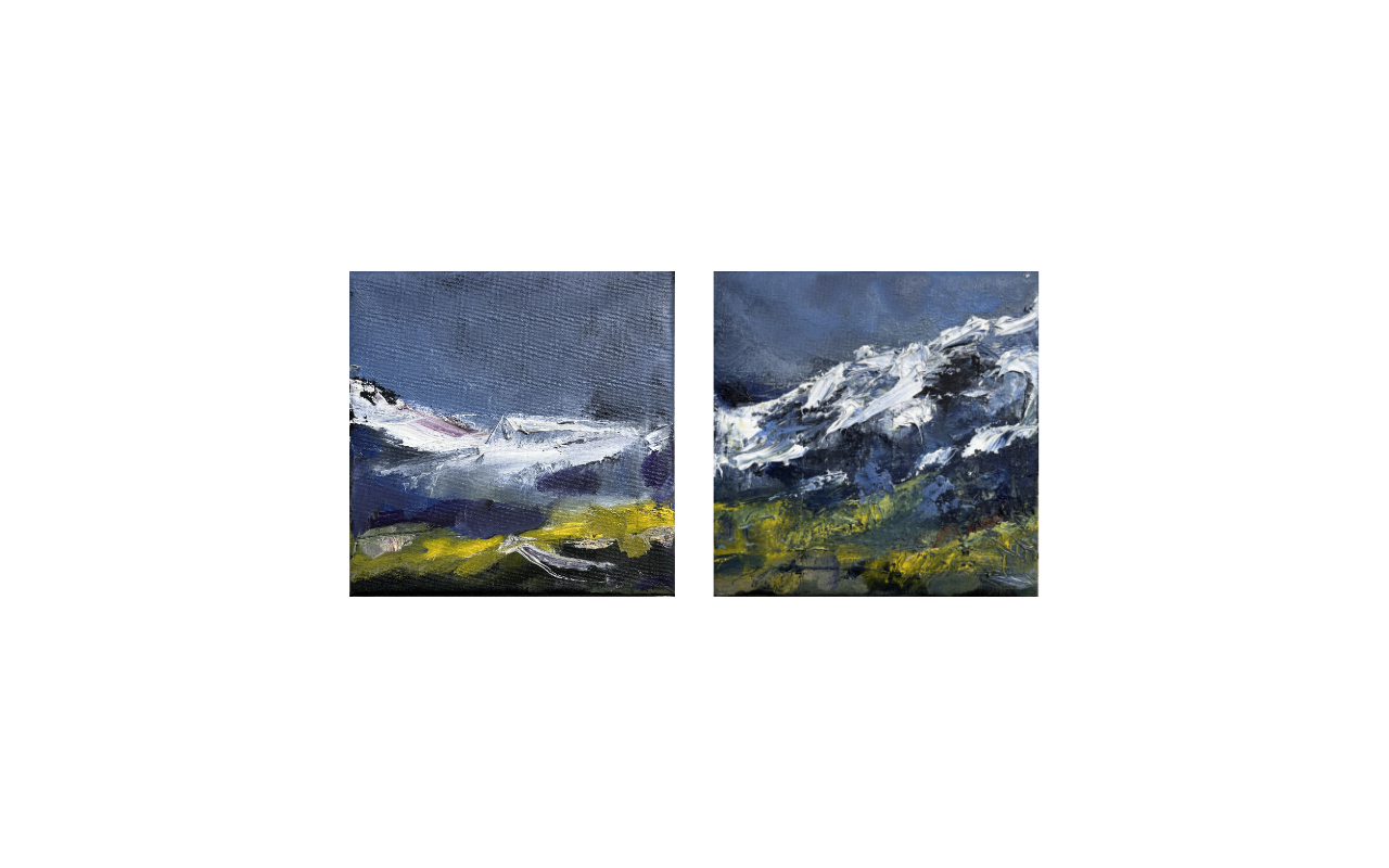 »Berge III + IV«
/ 2023
/ 20 x 20 cm
/ Ölfarben auf Leinwand
/ Oil on linen