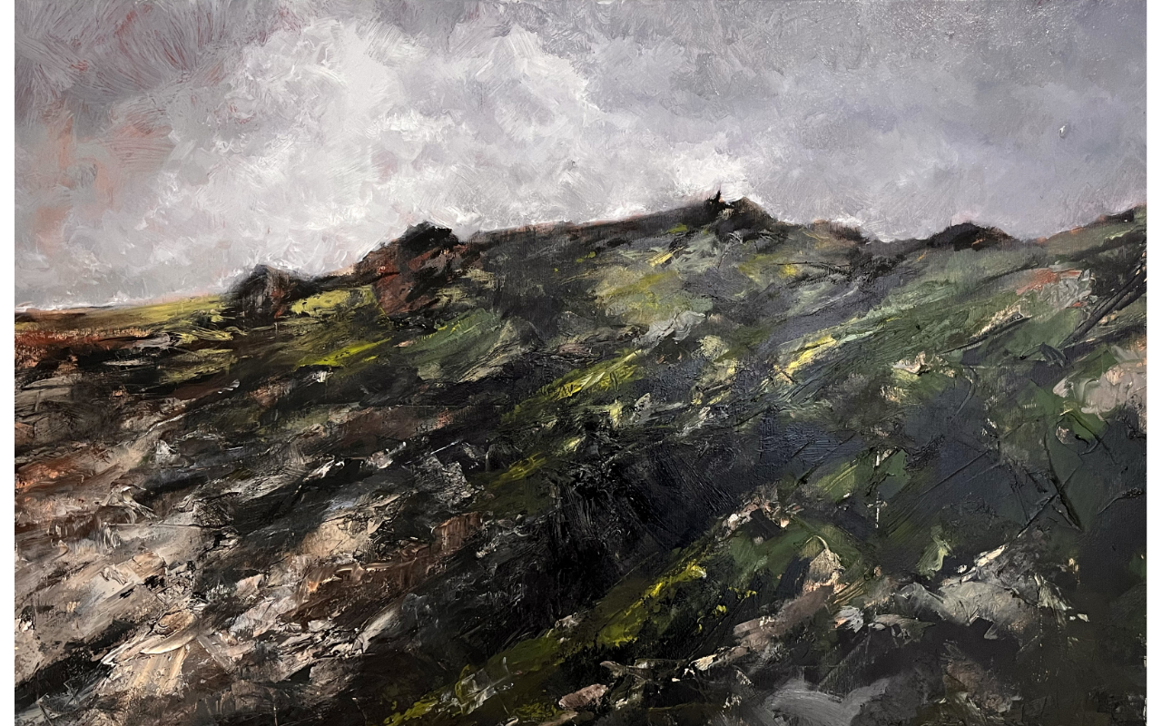 »Aufstieg« 
/ 2025
/ 120 x 80 cm
/ Oil on linen
/ Mixed media on linen