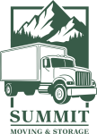 Summit Moving & Storage logo depicting a moving truck in front of the mountains, resembling moving throughout the state of Oregon