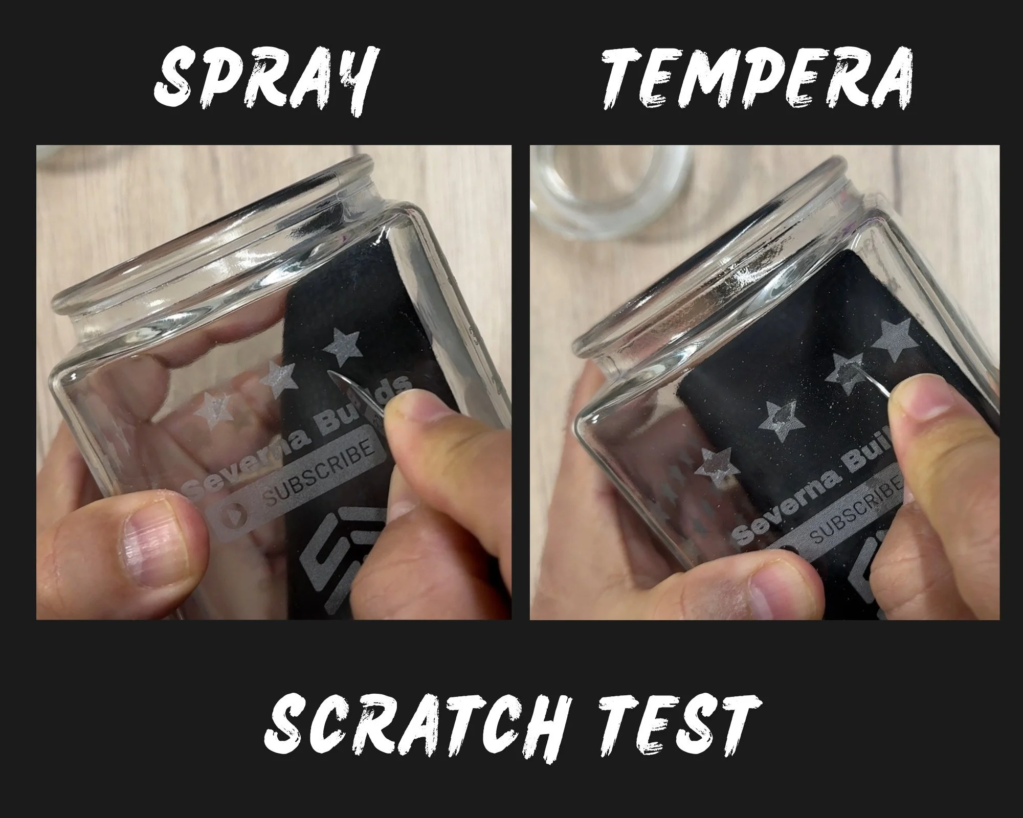 Hello! Last week I compared tempera to a commercially available marking spray. 

Both did pretty good at various levels. Tempera led on pricing, availability and safety. The commercial spray did very well in application, clean up and quality. All the