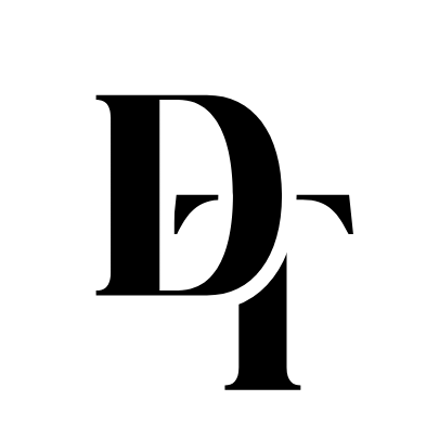 Black and white logo with overlapping letters 'D' and 'F' in a stylized font.