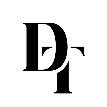 Black stylized letters D and F overlapping on a white background.