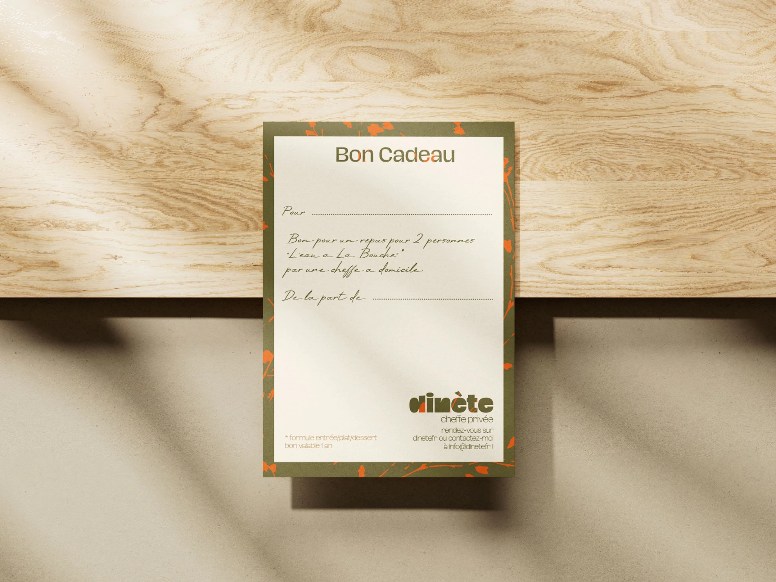 Bon cadeau menu "L'eau à la bouche"