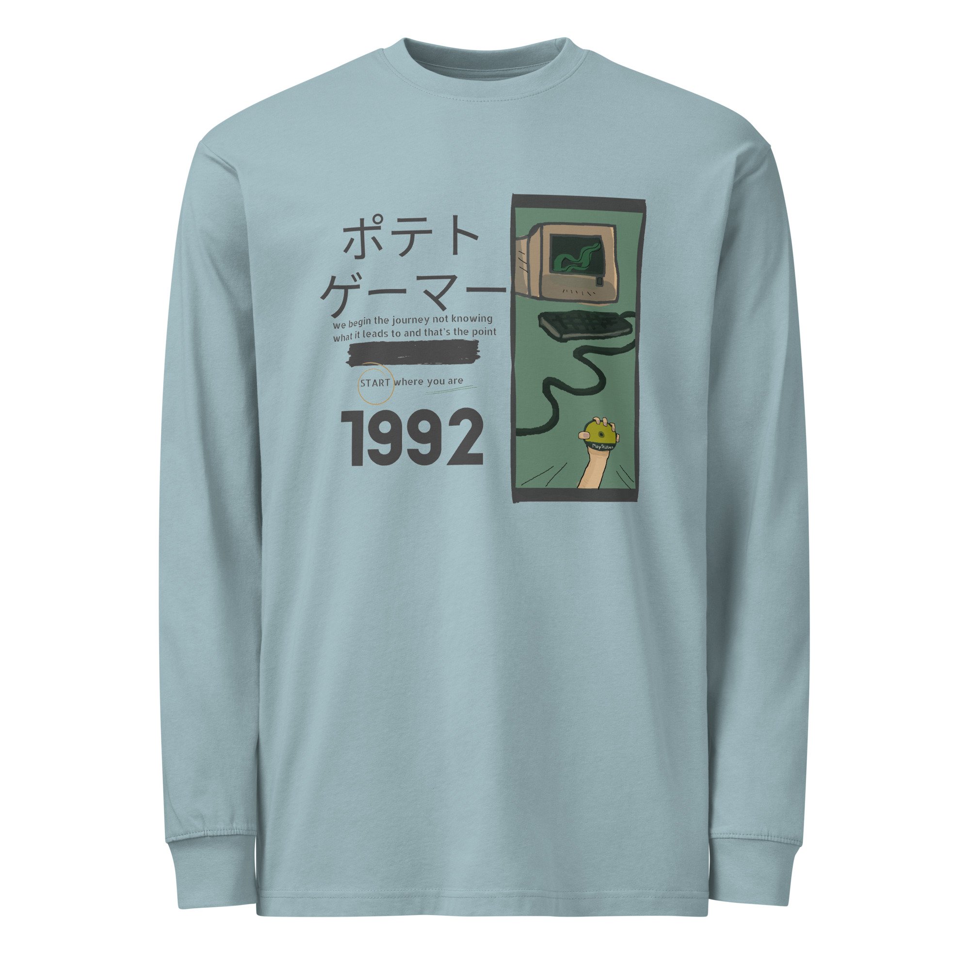 Long Sleeve Tee with Japanese Retro Graphic Design