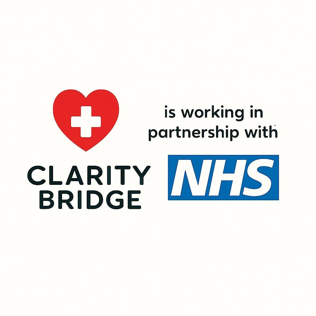 🌟 Exciting News from Clarity Bridge! 🌟

We&rsquo;re proud to announce our new partnership with the NHS &mdash; making it easier than ever to access the care and support you or your loved ones need. 💙

You can now ask your Social Prescriber or Welf