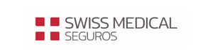 Logotipo de Swiss Medical Seguros en blanco y rojo.