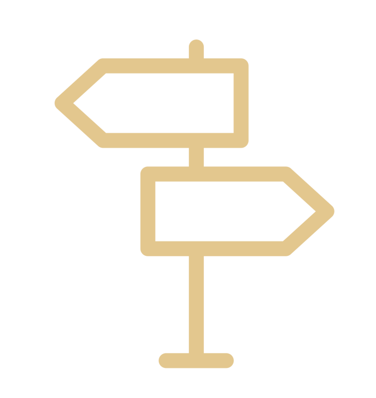 Icon of a street sign with two arrows pointing in opposite directions, one left and one right.