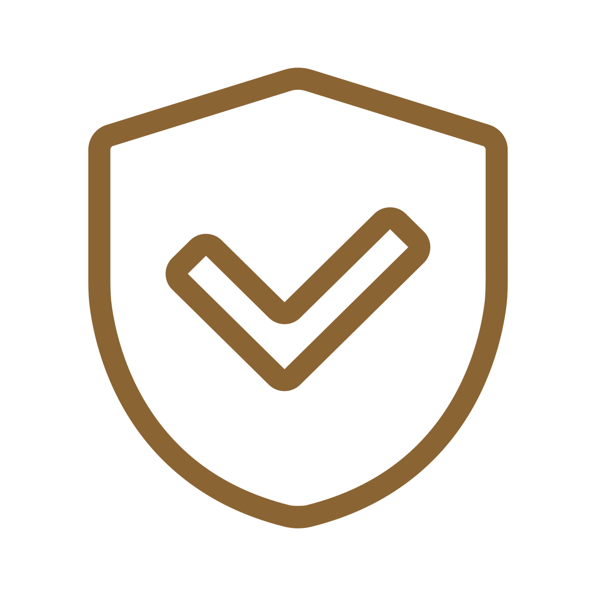 A shield icon with a check mark inside, representing security or protection.