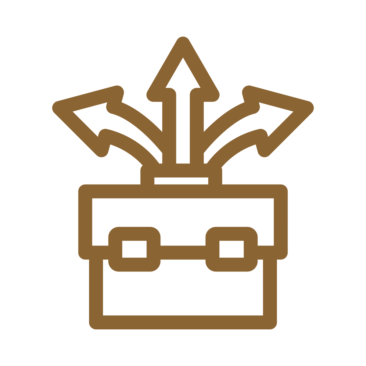 Icon of a box with arrows pointing outward, indicating expansion or distribution.
