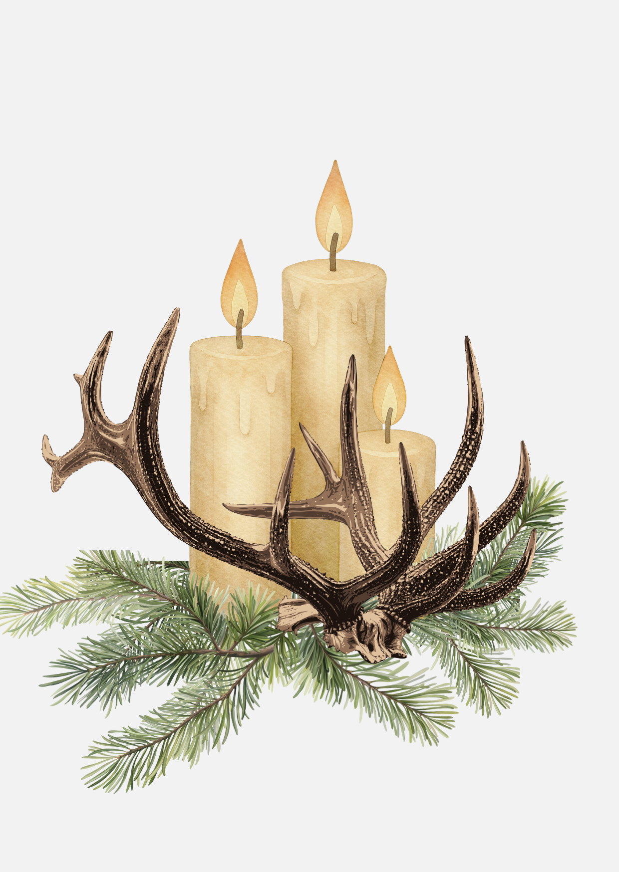 Weihnachtskarte Kerze und Geweih