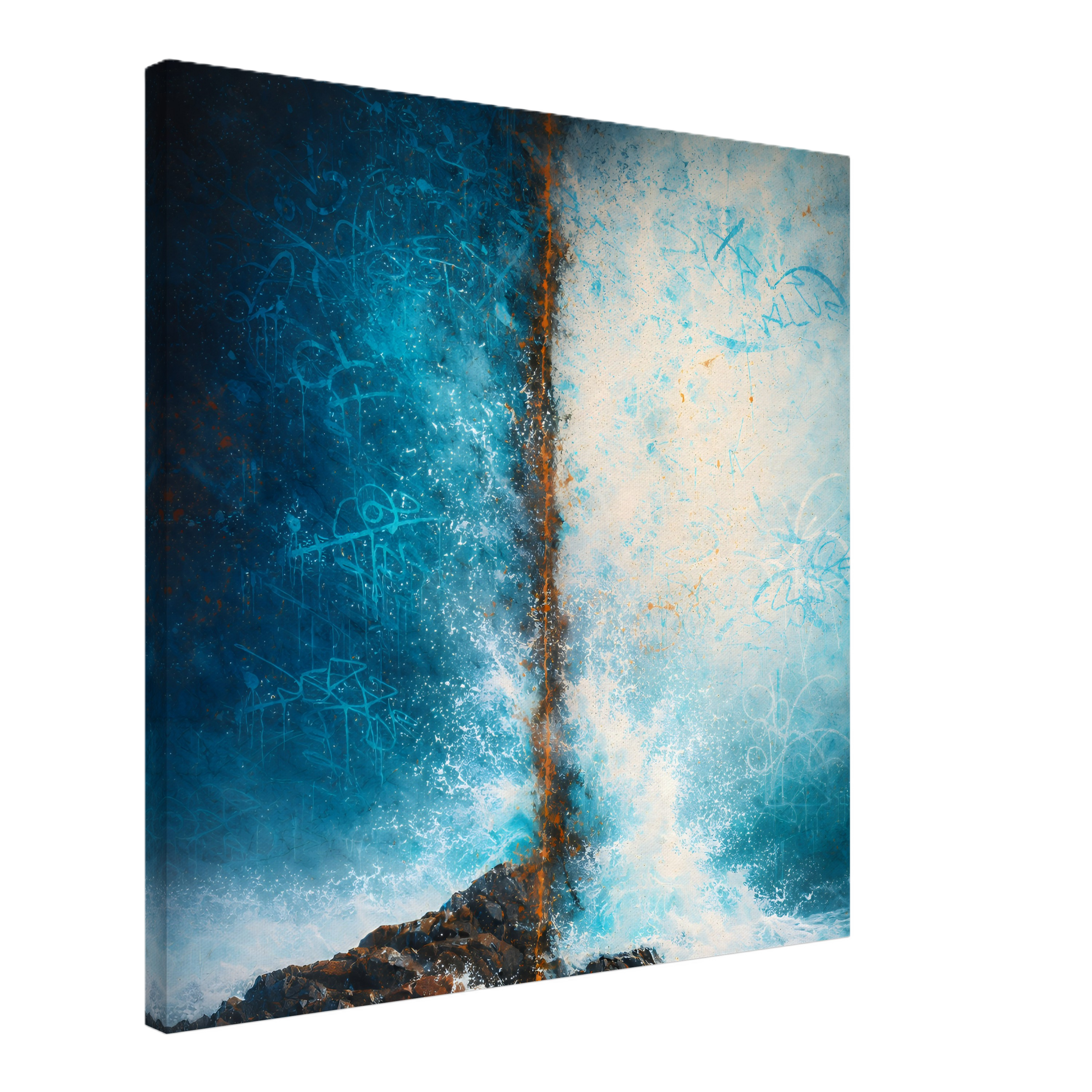 A book cover featuring a volcanic eruption with bright orange lava flowing down rocky terrain, contrasted by a blue sky and detailed splatter effects.