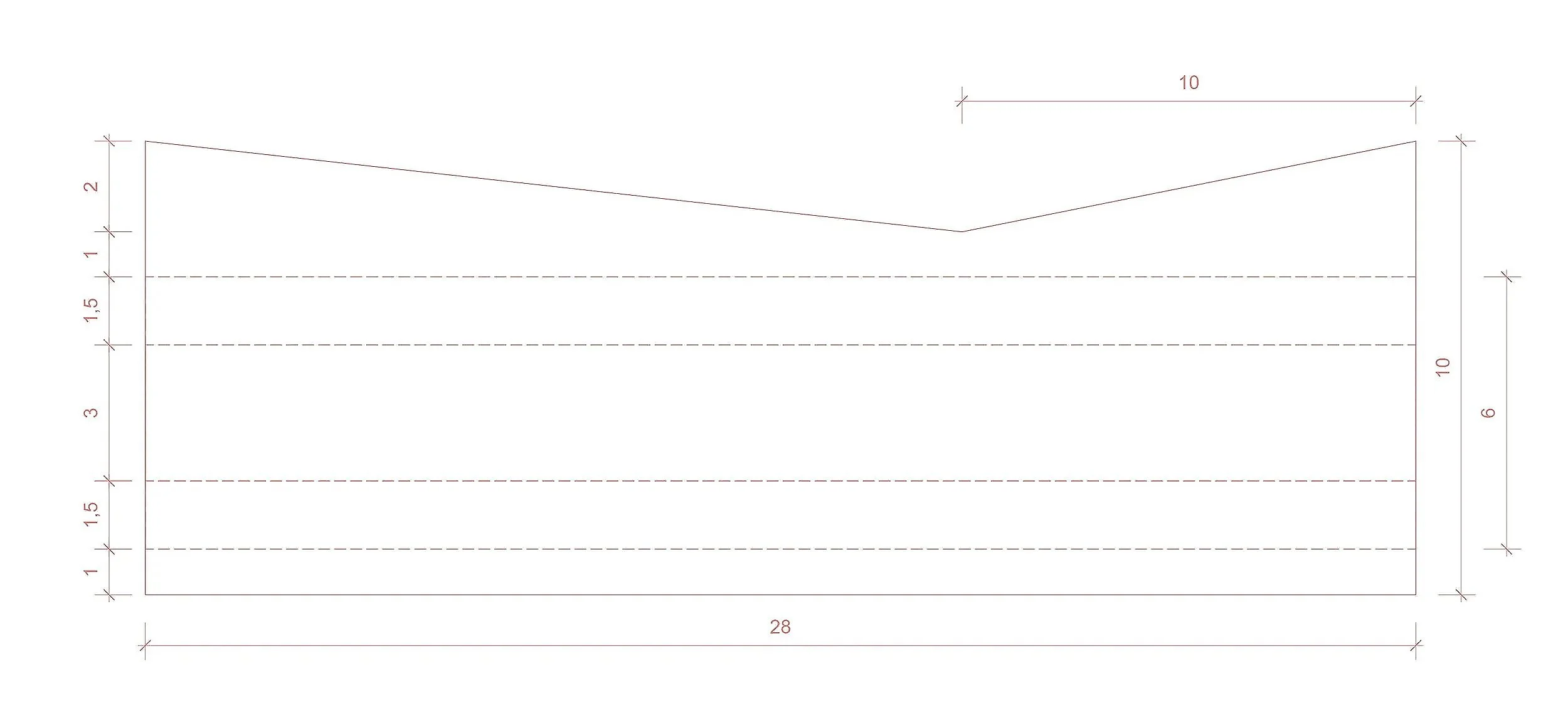 Technisch tekeningen van een constructie met afmetingen in centimeters, inclusief lengtes, hoogtes en details van de zij- en bovenaanzichten.