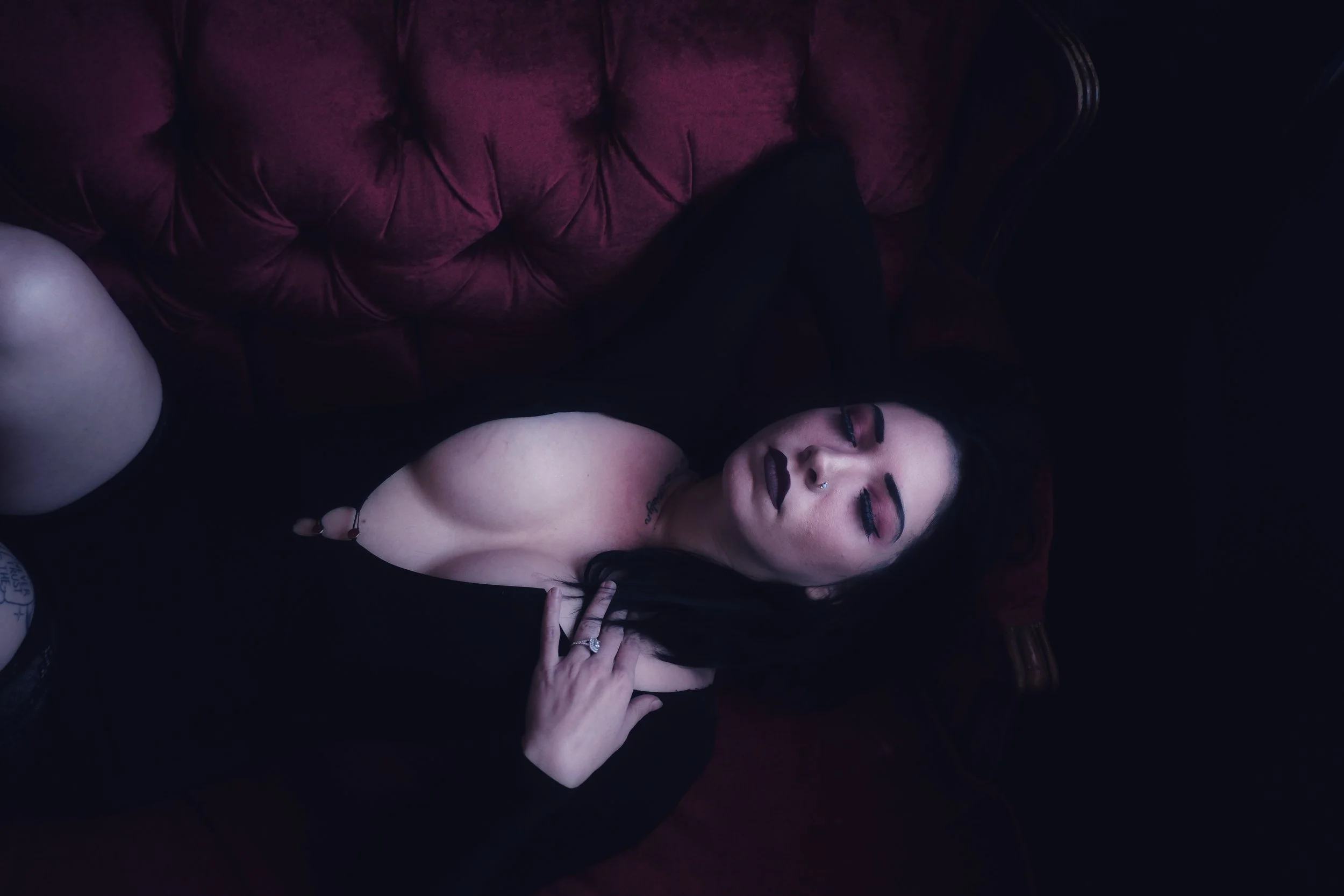 dark hair pale goth girl photoshoot by Skarecro 7 Kings Art