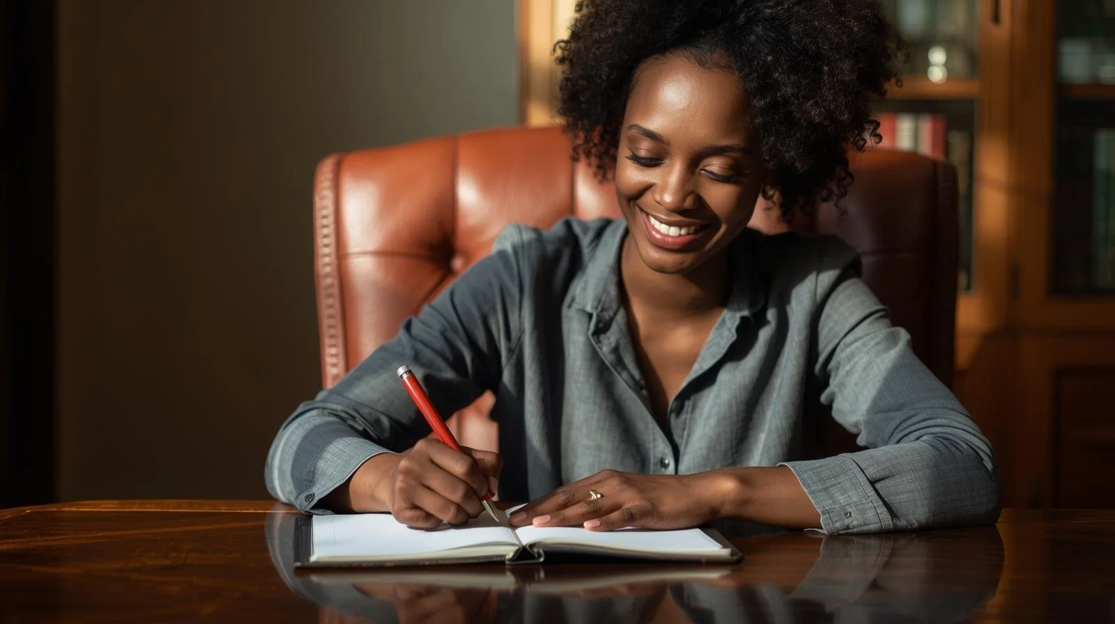Cozy desk with notebook, laptop, and mug of tea in Illinois, symbolizing therapy support for procrastination.