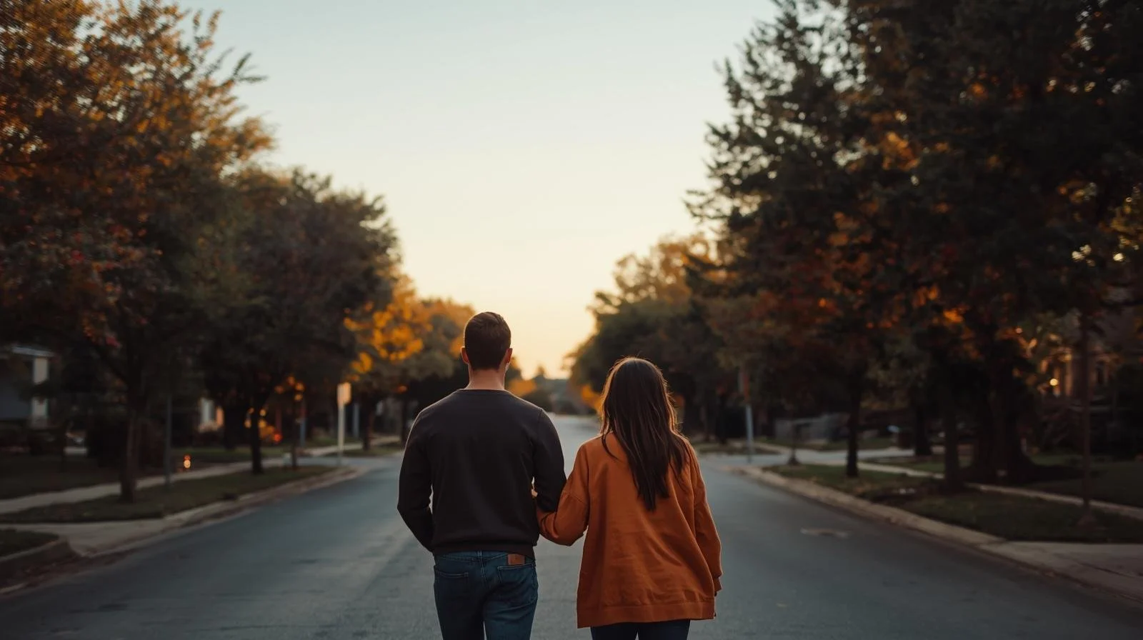A couple who enjoys therapy together walking in the sun.