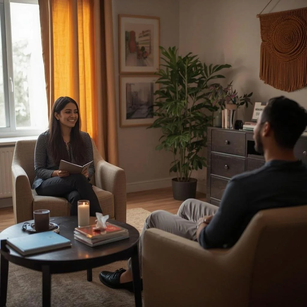 An adult seeks therapy in West Dundee and Chicago, IL.