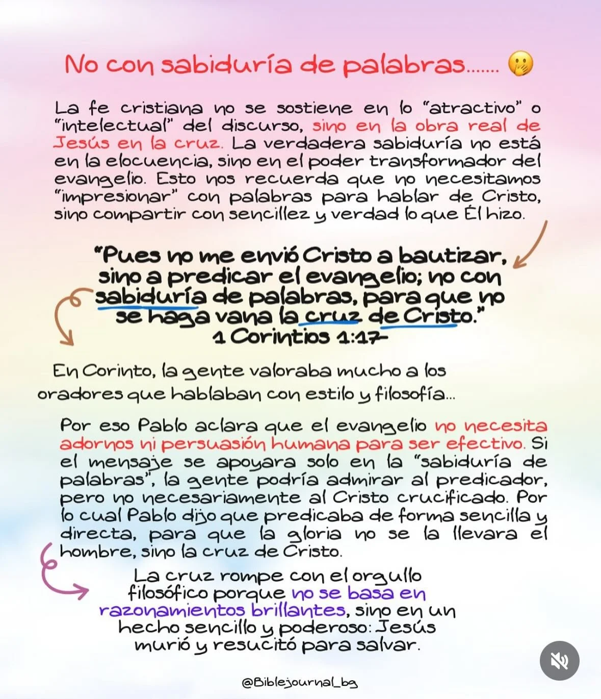 El poder no est&aacute; en quien trae el mensaje sino en el mensaje de la cruz 📖✨