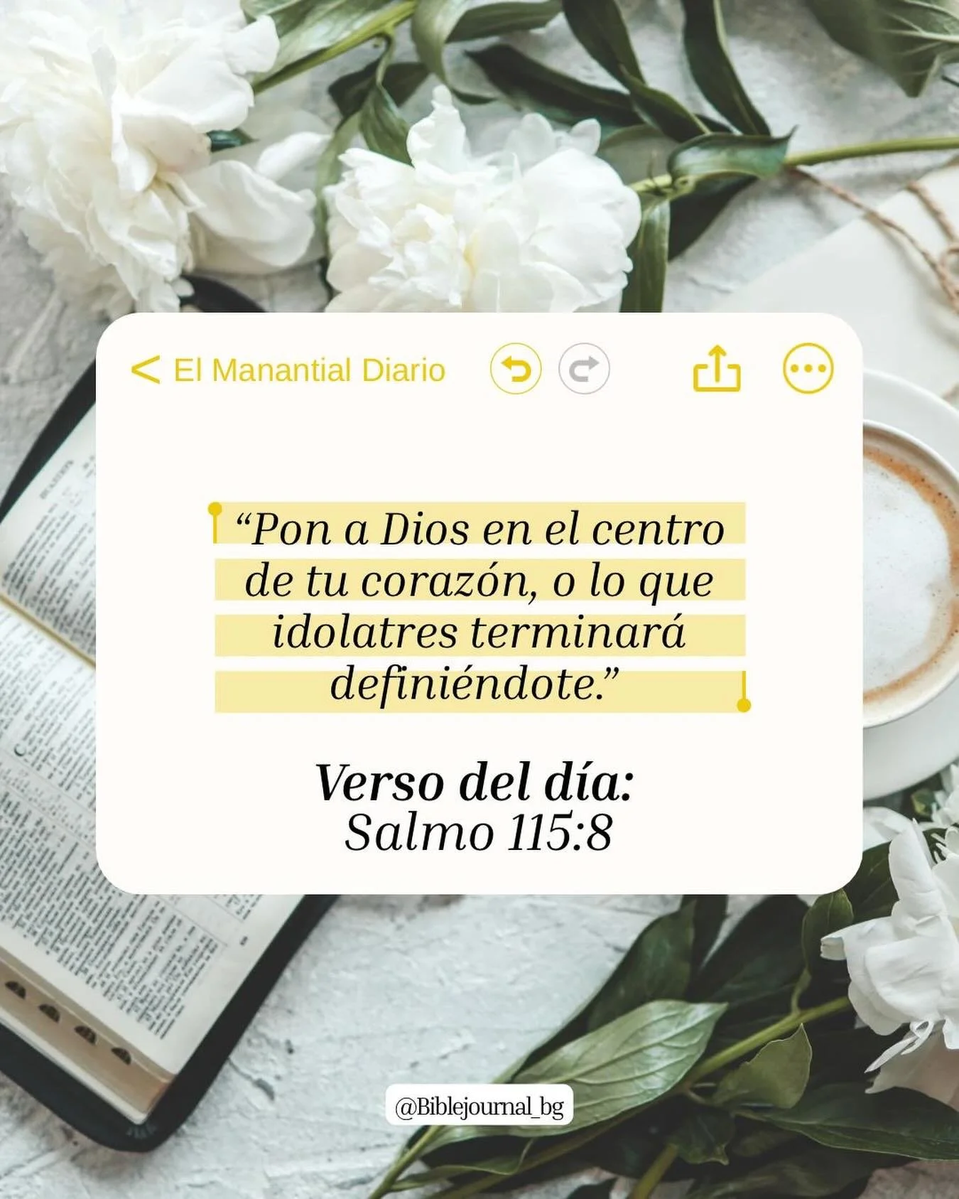 Devocional del d&iacute;a: 

&iquest;Qu&eacute; est&aacute;s idolatrando en esta temporada? Quiz&aacute;s la palabra &ldquo;&iacute;dolo&rdquo; suena lejana o antigua, pero en realidad un &iacute;dolo es todo aquello que captura nuestra atenci&oacute