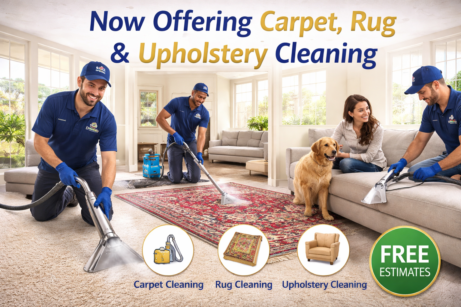 Now Offering Carpet, Rug &amp; Upholstery Cleaning