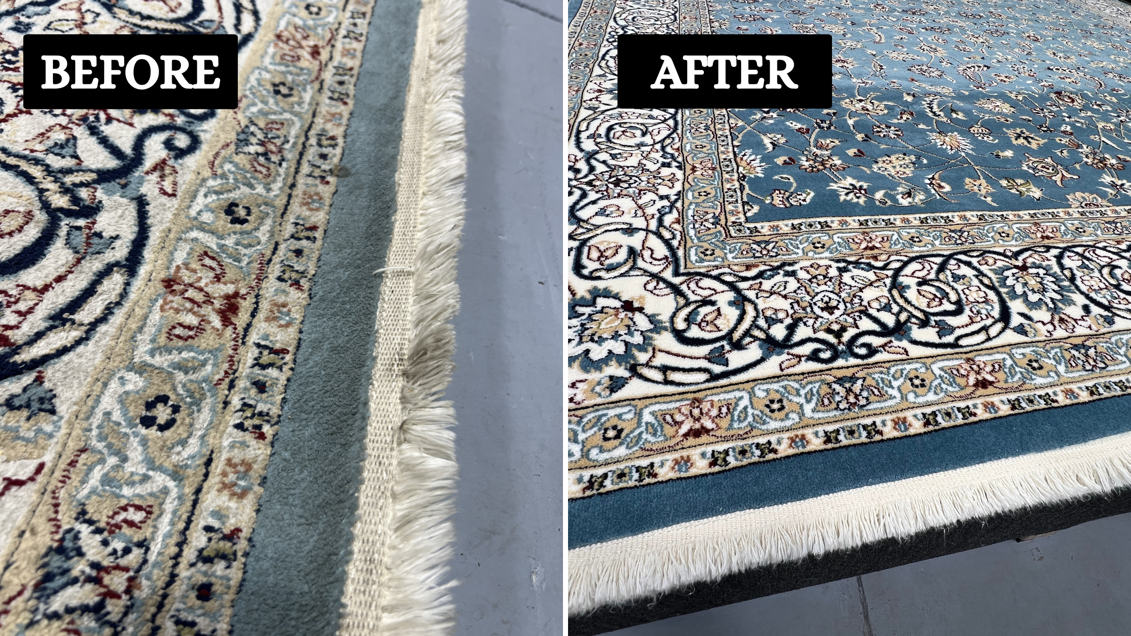 Synthetic Area Rug Cleaning in Elmhurst, IL — Pickup and Delivery for Two Rugs with Built-Up Soil and Dirty Fringes