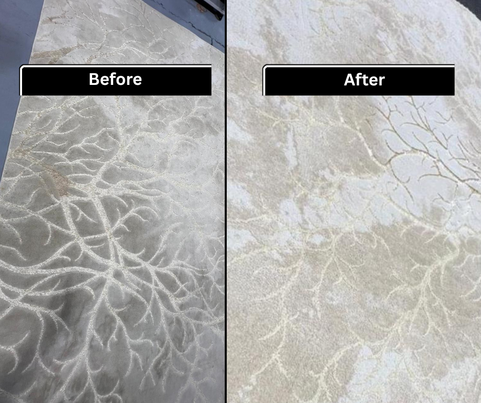 Matching Synthetic Rug Set Cleaning in Carol Stream, IL — Heavy Soil, Traffic Lanes, and Coffee Stains Removed
