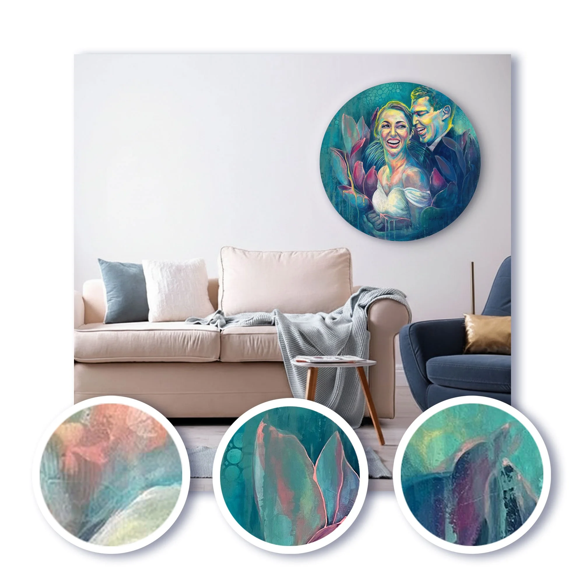 A Colorful Life, 2024, ⌀ 80 cm, Mixed media Oil on Canvas