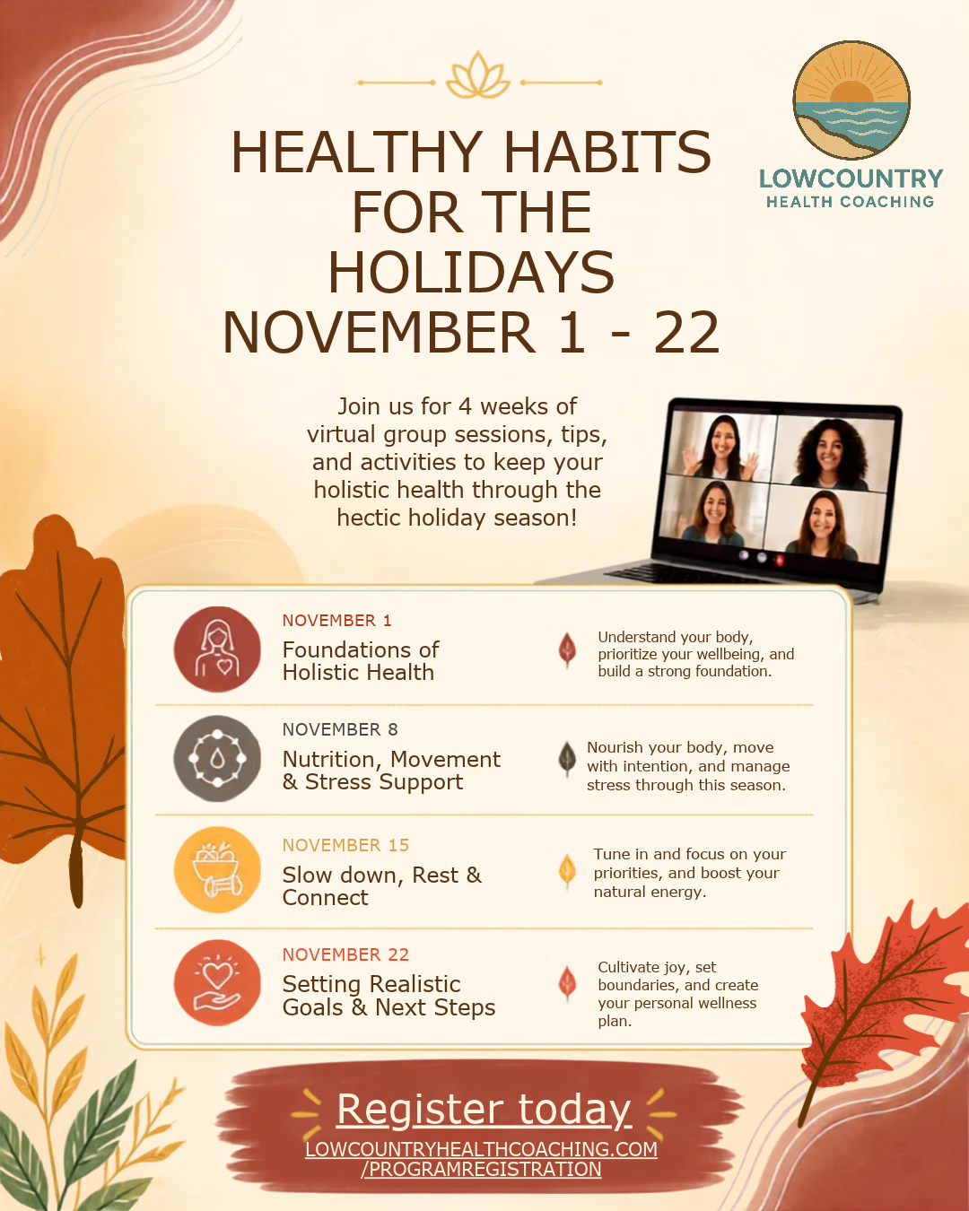 Healthy Habits for the Holidays (November 1-22, 2026)