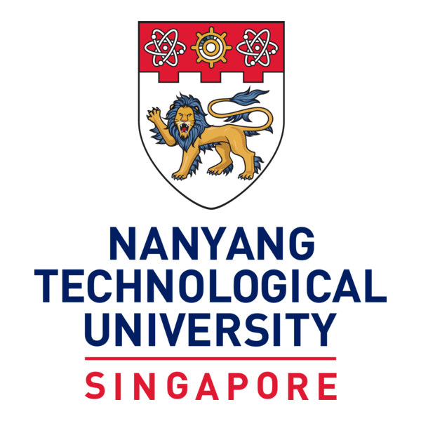 The logo of Nanyang Technological University in Singapore, featuring a lion and symbolic elements, with the university's name and location.