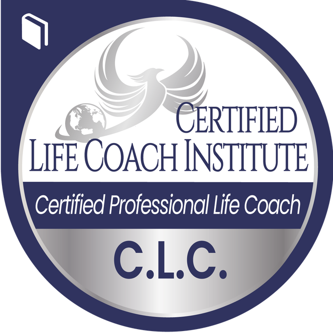 Certificate badge for Certified Life Coach Institute, C.L.C., featuring a stylized dove and a globe.
