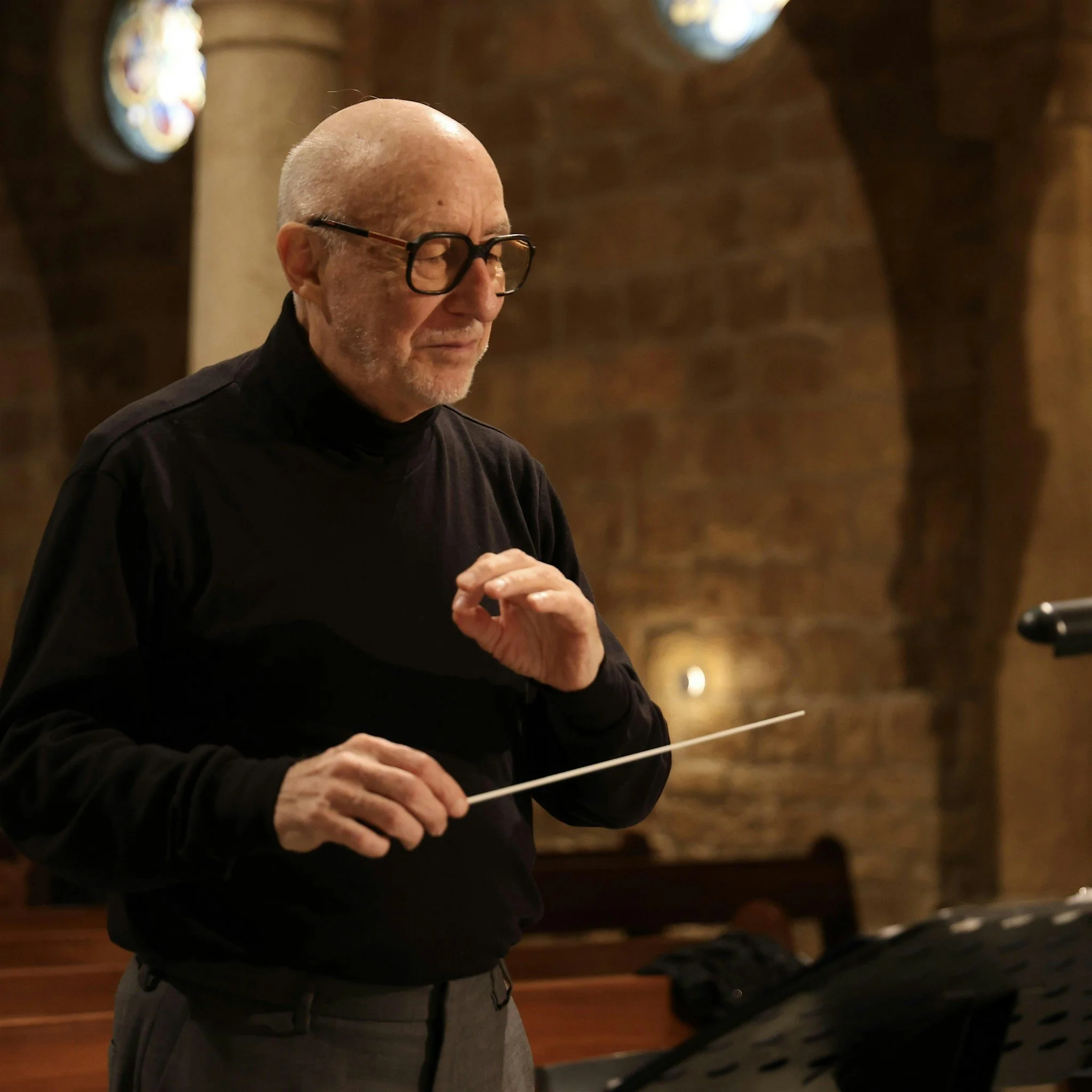 Conductor, Jean-Pierre Schmitt, The Classical Sax Project's artist director at an initmate concert performance in Manhattan.