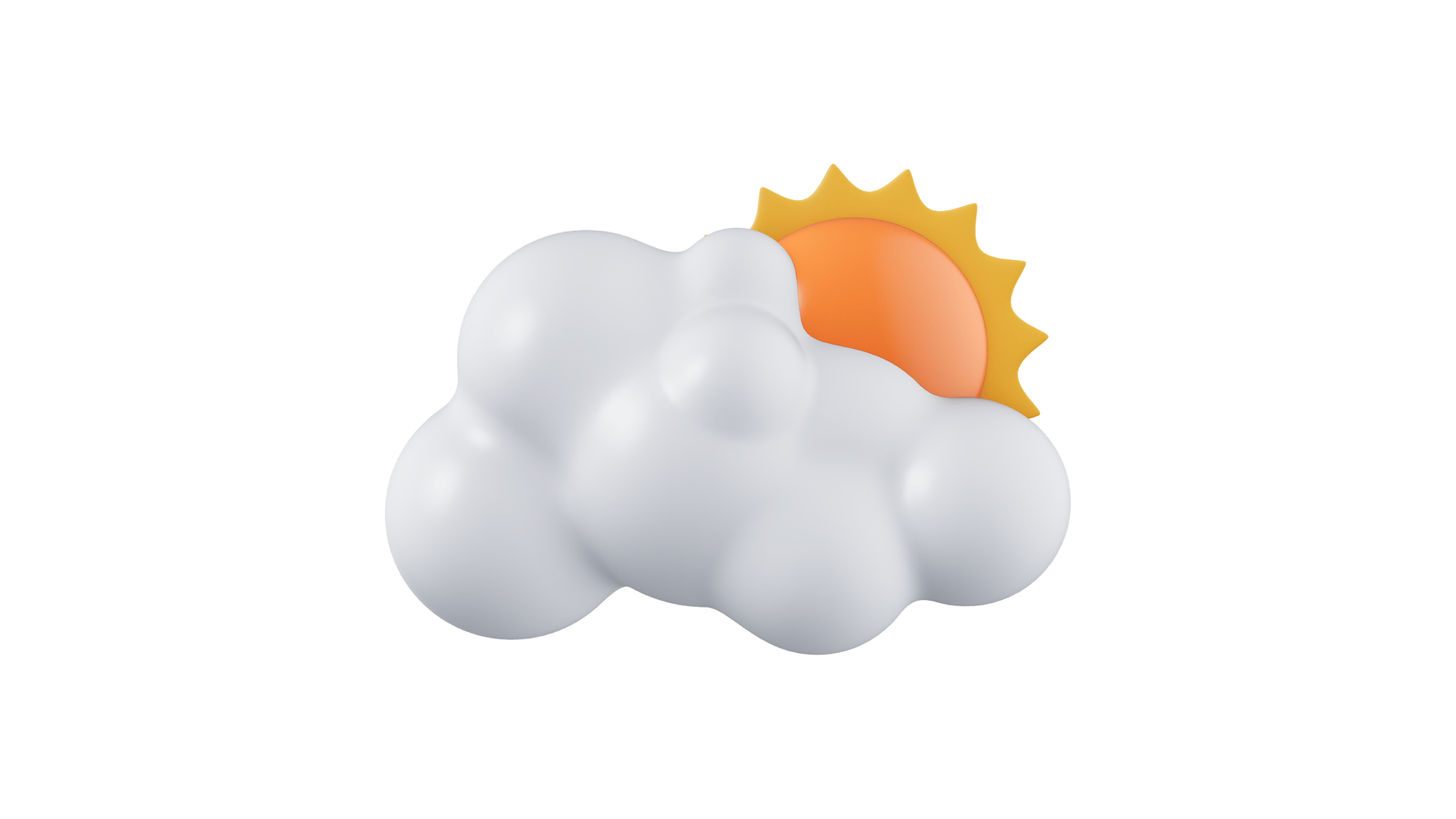 Graphic illustration of a sun partially obscured by white clouds.