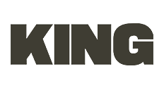Text that reads 'KING' in bold, black capital letters.