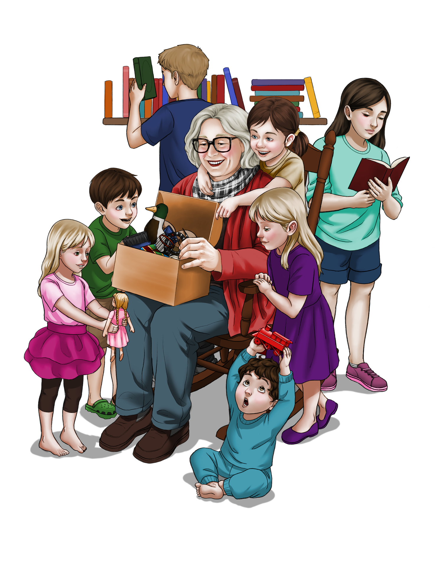 Jeanne Bolin with her grandchildren