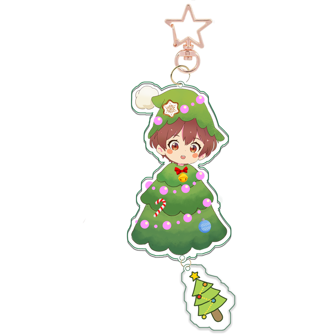 Christmas Tree Red Acrylic Keychain