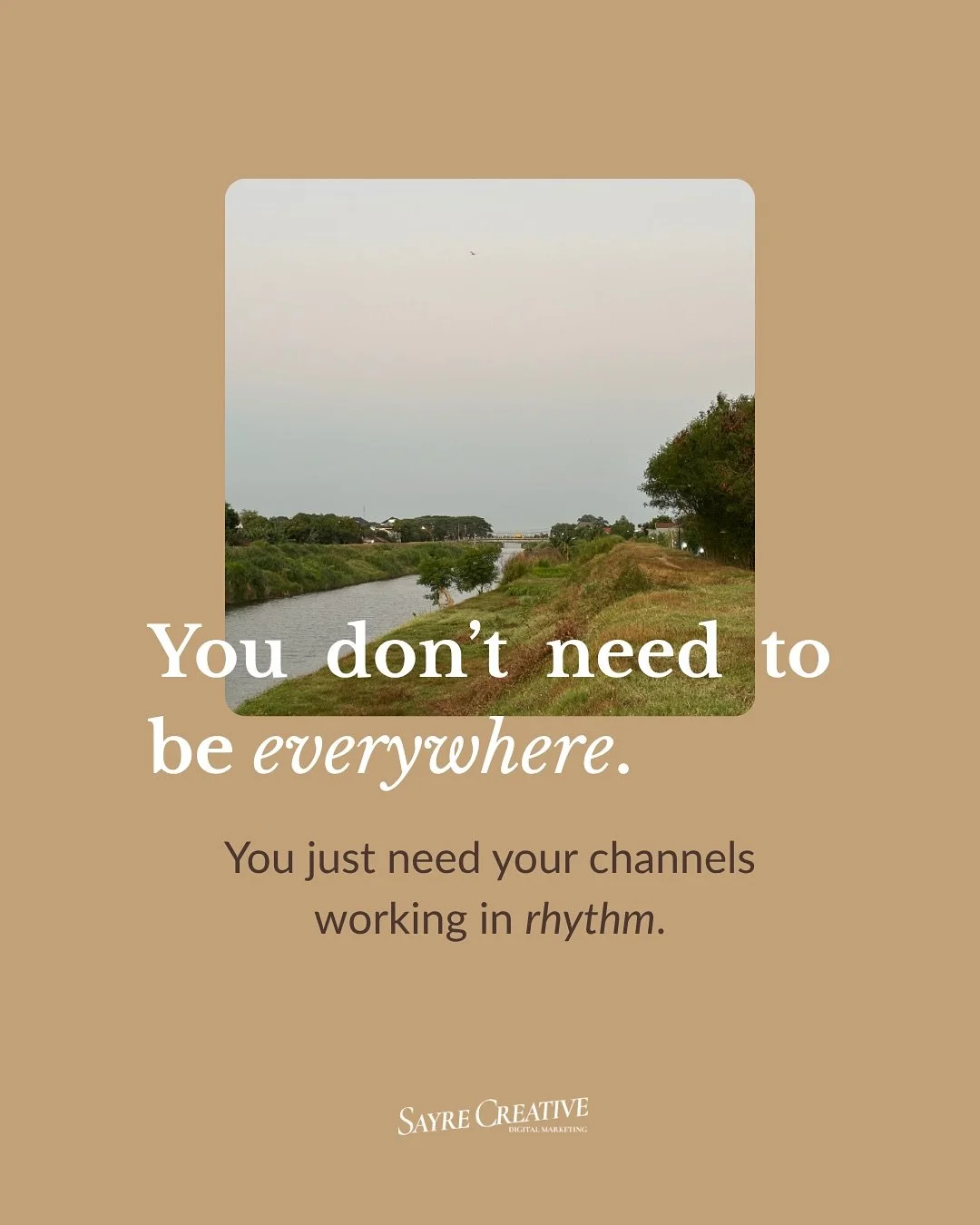 You don&rsquo;t need to chase every platform. 
You need your marketing to move together.

When your social, email, ads, and website are aligned, your brand stops pushing and starts flowing steadily.

Because growth doesn&rsquo;t come from doing more.